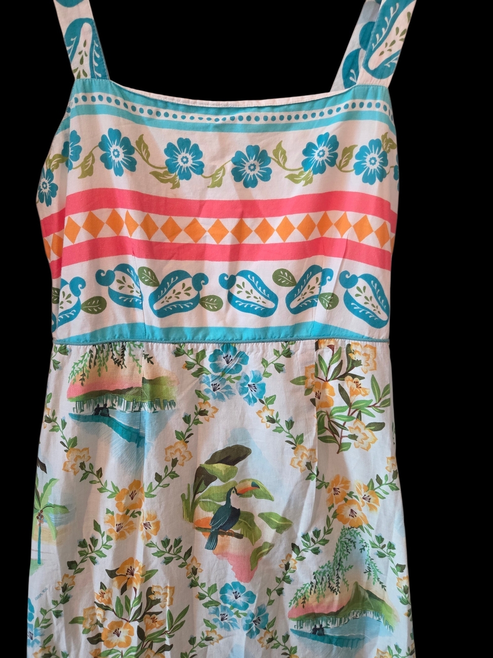 FARM Rio Multicolor Tropical Midi Dress - White, Blue, Pink, Green Midi Dress M - Picture 2 of 5